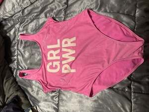 No Boundaries Juniors GRL PWR Pink Metallic One Piece Swimsuit Size L